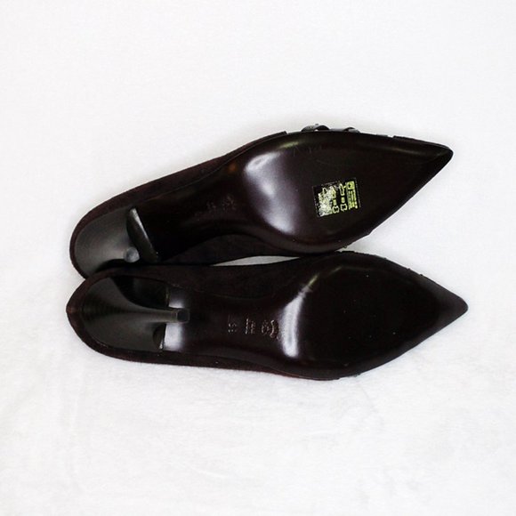 Bolsa Italian Suede Studded Brown Pumps NIB New - Picture 7 of 9